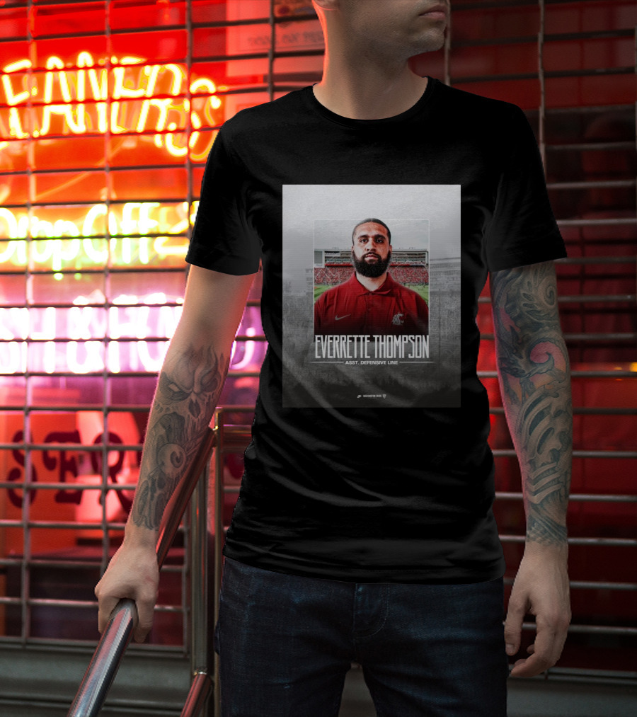 Washington State Football Everette Thompson Assistant Defensive Line Coach Palouse Stadium T-Shirt