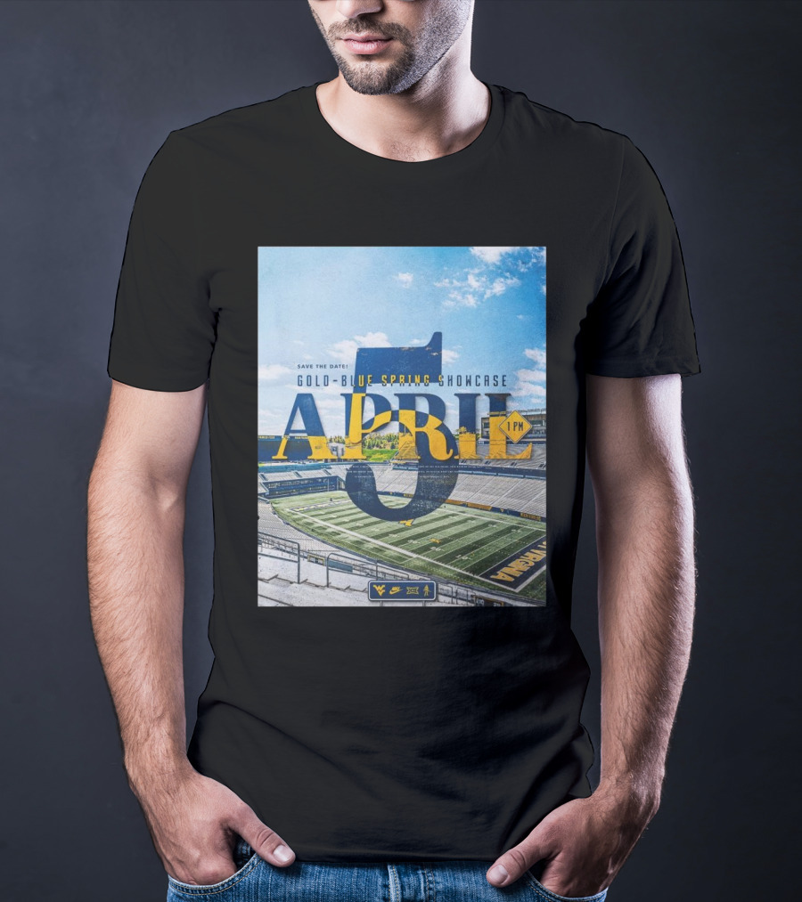 West Virginia Mountaineers Save The Date Gold Blue Spring Showcase April 5 2025 1 PM T-Shirt