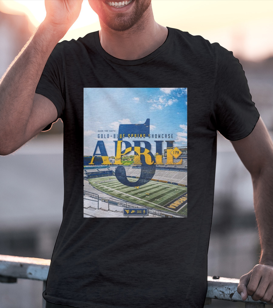 West Virginia Mountaineers Save The Date Gold Blue Spring Showcase April 5 2025 1 PM T-Shirt