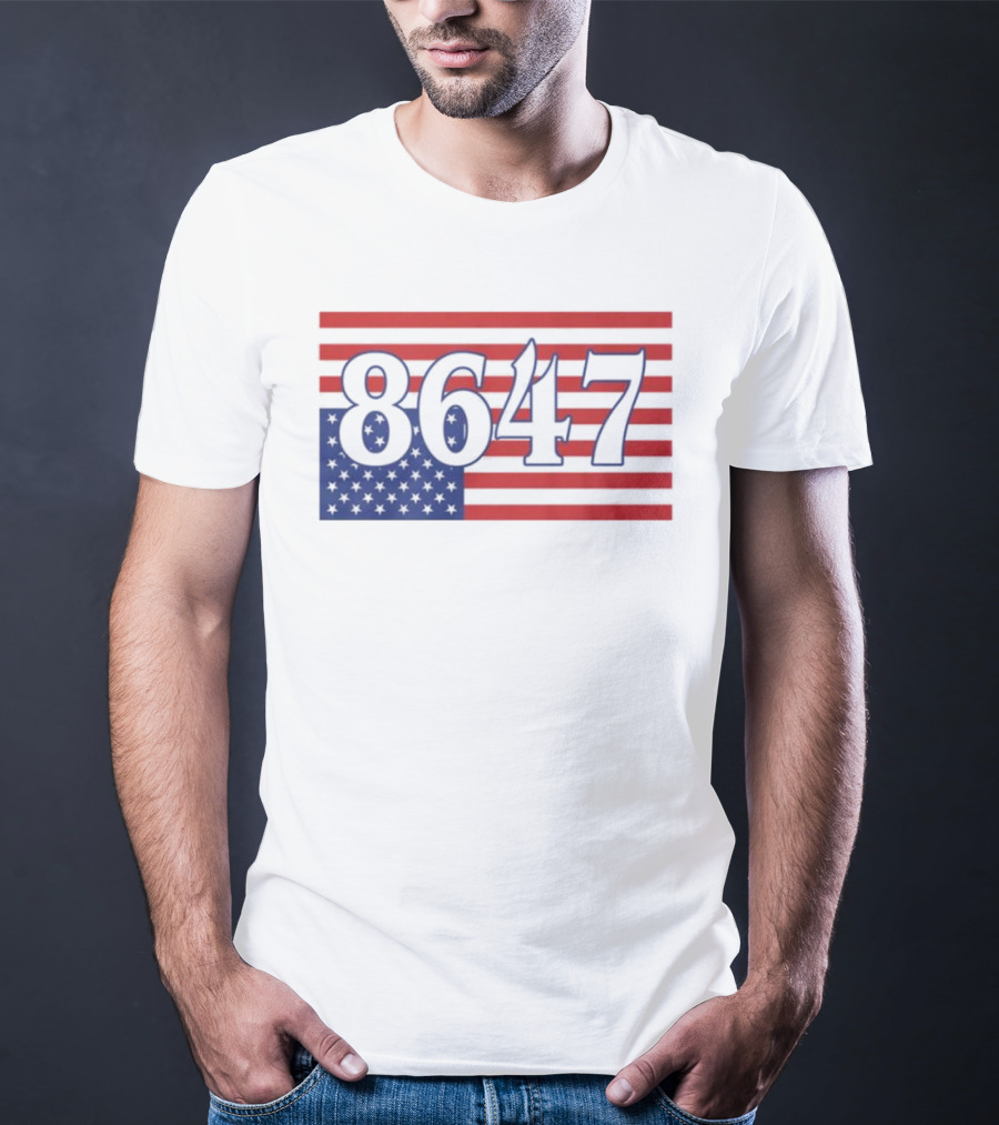 8647 American Flag Inverted Red Blue Stripes T-Shirt