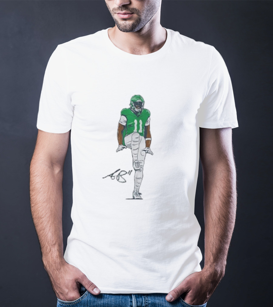 A.J. Brown The Silencer Green Football Number 11 Player Kneeling Icon T-Shirt