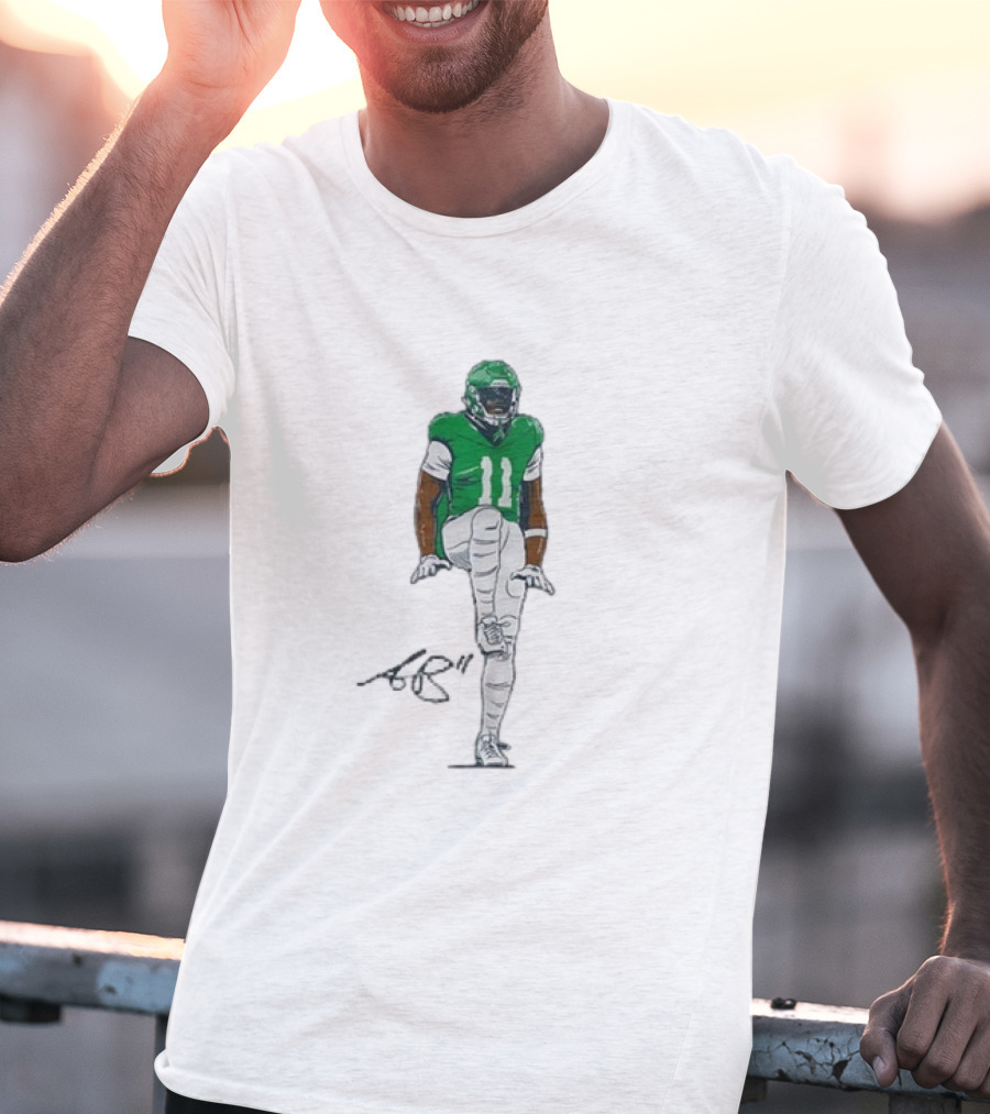 A.J. Brown The Silencer Green Football Number 11 Player Kneeling Icon T-Shirt