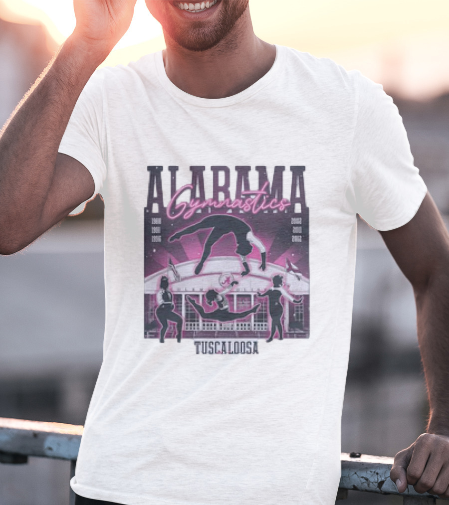 Alabama Gymnastics Over The Coliseum Tuscaloosa With Years 1988 1991 1996 2002 2011 2012 T-Shirt