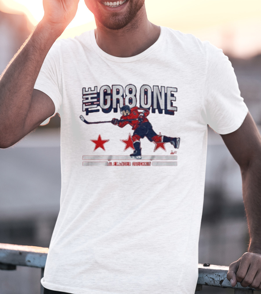 The GR8 One Alexander Ovechkin Hockey Player With Stars And Stick T-Shirt