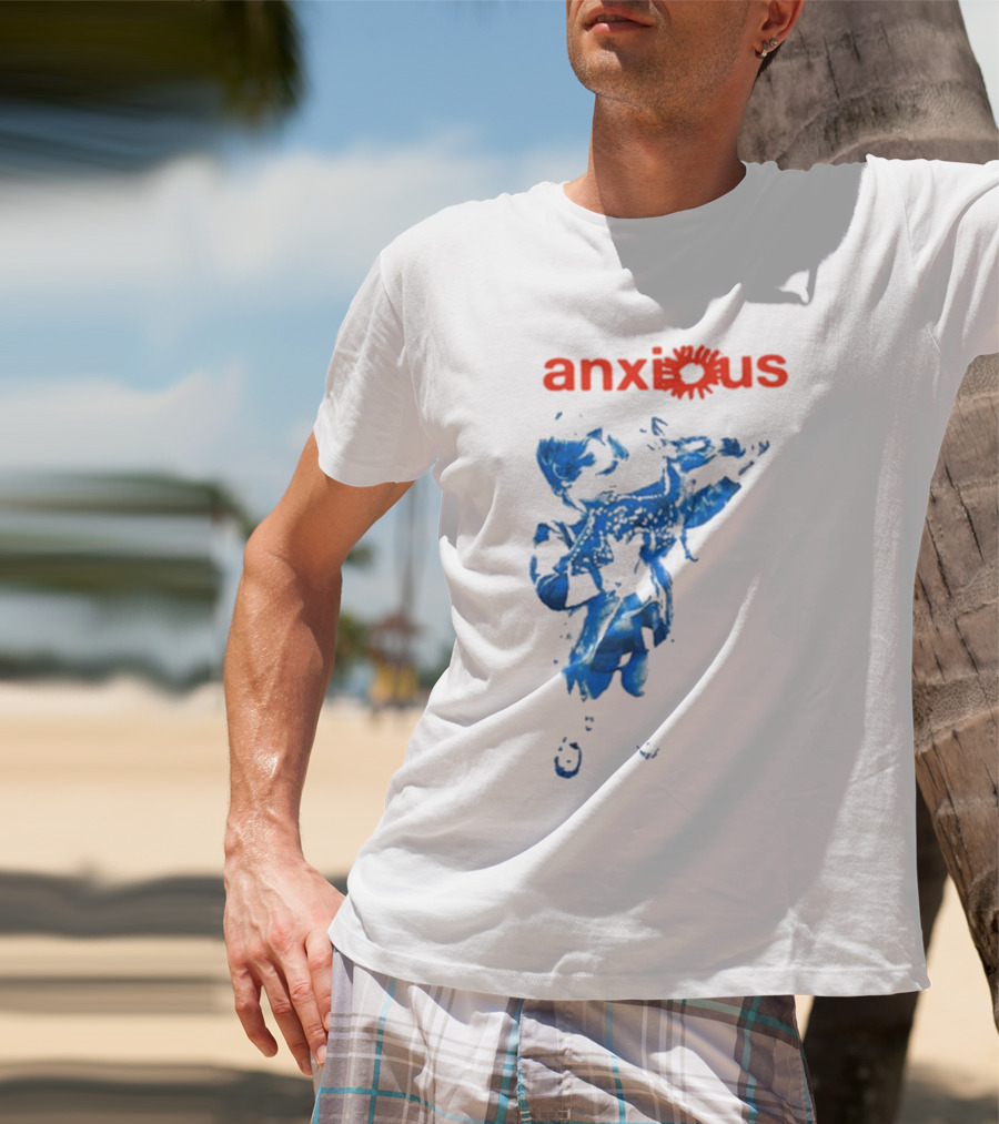 Anxious Blue Abstract Deer Kid T-Shirt