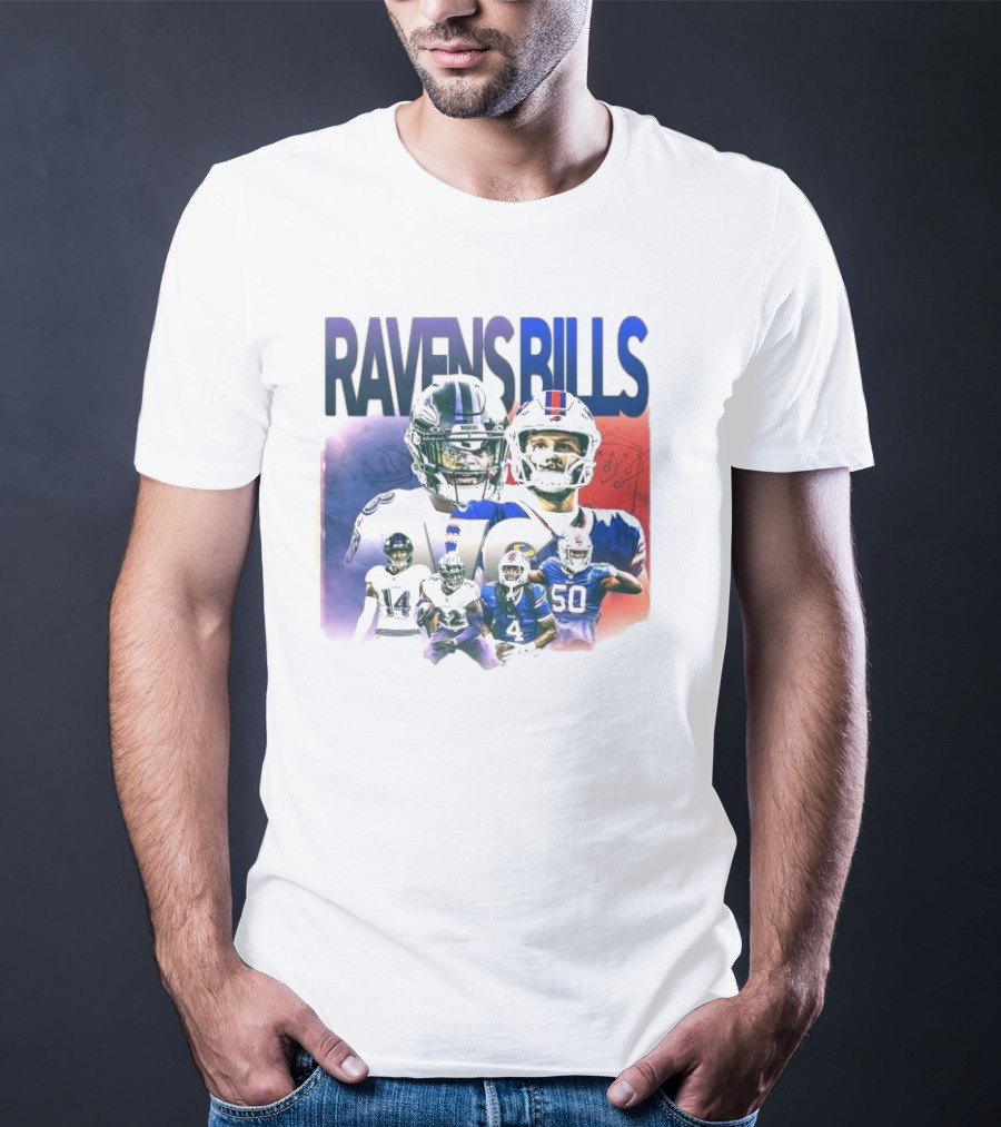 Ravens Bills NFL Matchup With Player Lineup And Strategy Background T-Shirt