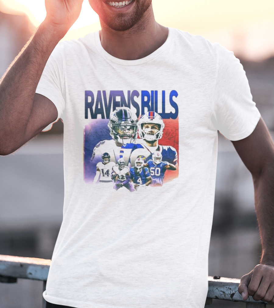 Ravens Bills NFL Matchup With Player Lineup And Strategy Background T-Shirt