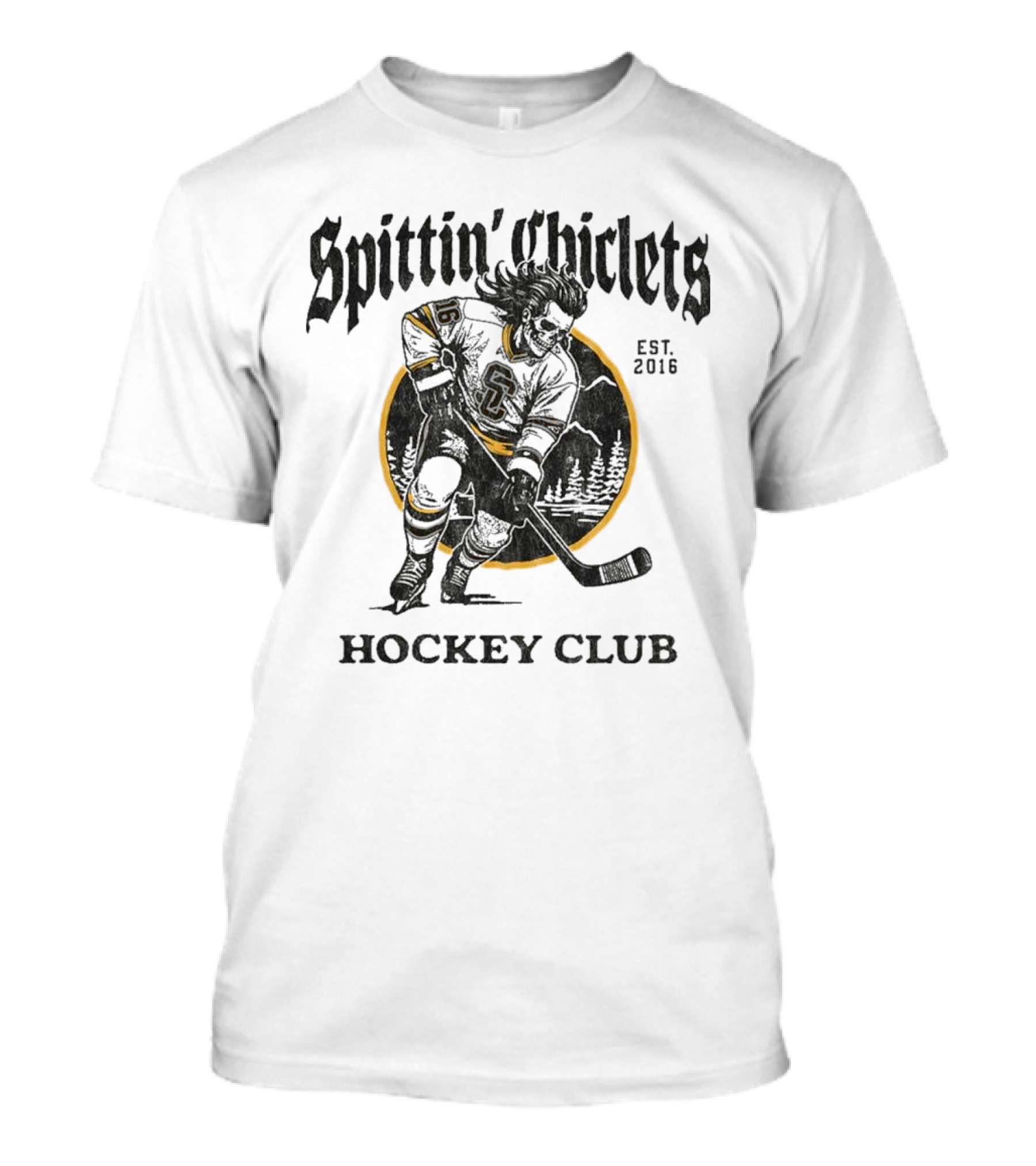 Barstool Sports Merch Spittin' Chiclets Hockey Club Skullet T-Shirt