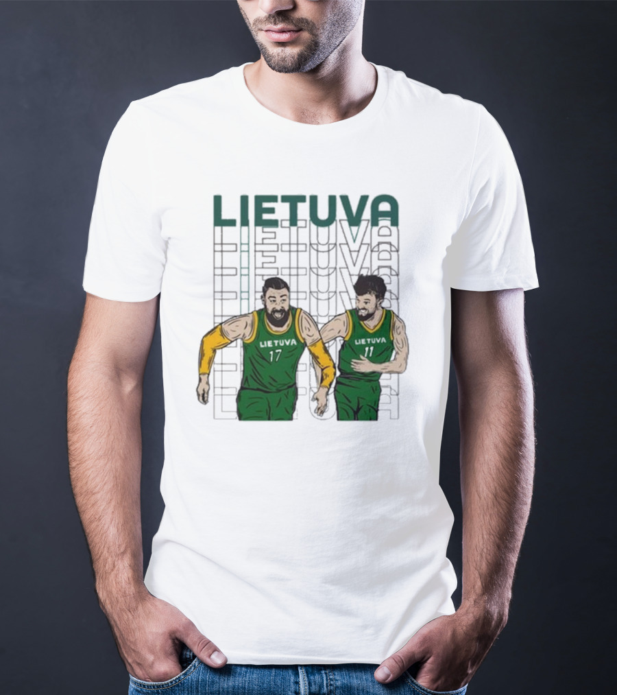 Lietuva Basketball Players Bokštai 17 Running Team Spirit T-Shirt