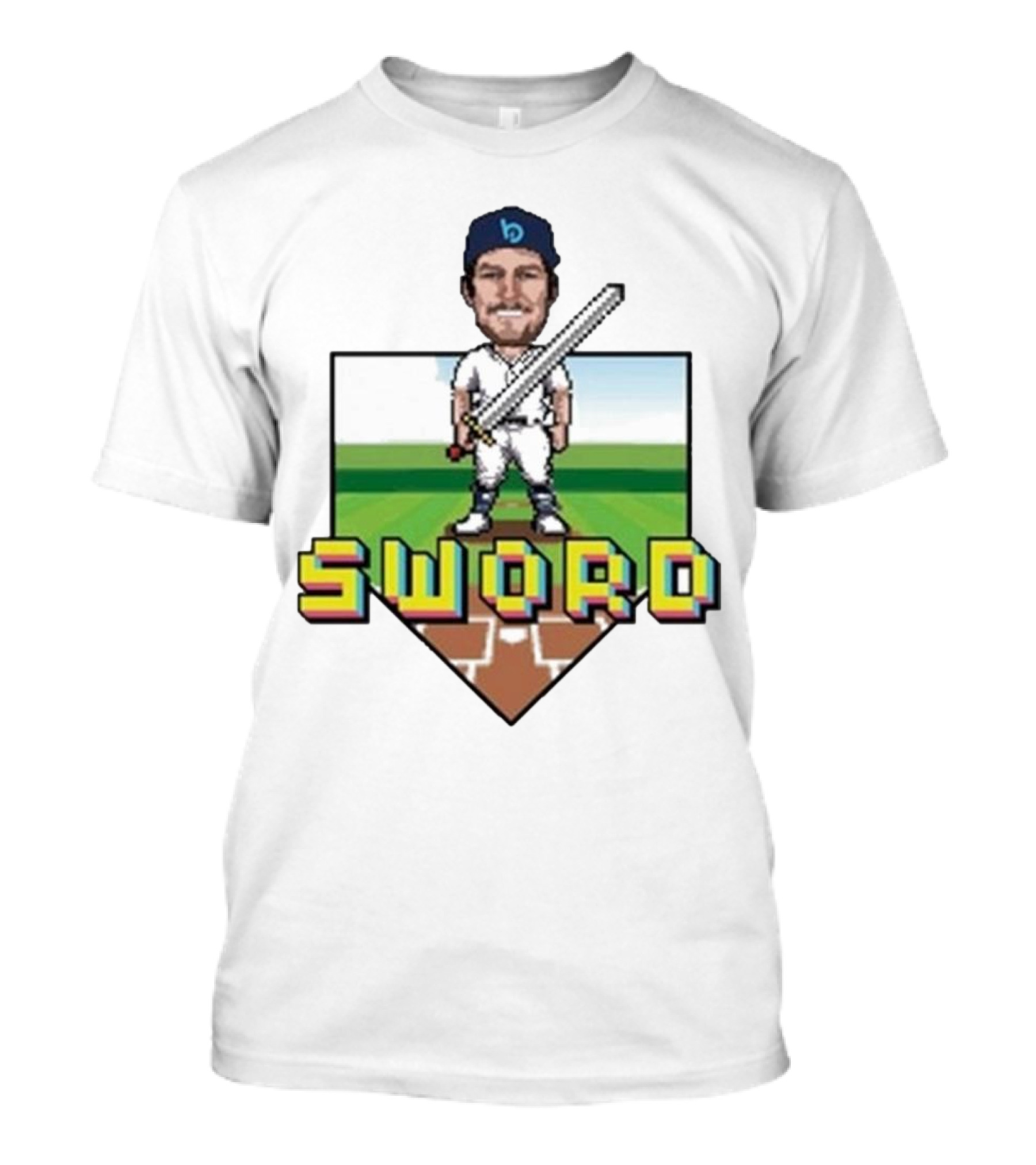 Pixelated Baseball Player Sword Bauer Outage T-Shirt