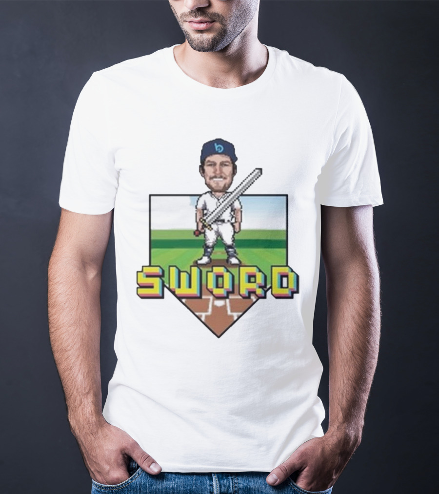 Pixelated Baseball Player Sword Bauer Outage T-Shirt