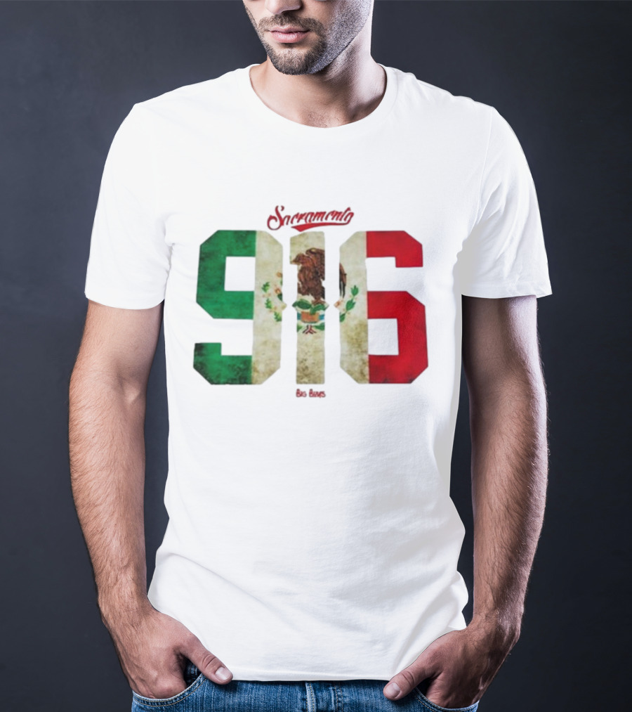 Sacramento 916 Big Boys Mexican Flag Design T-Shirt