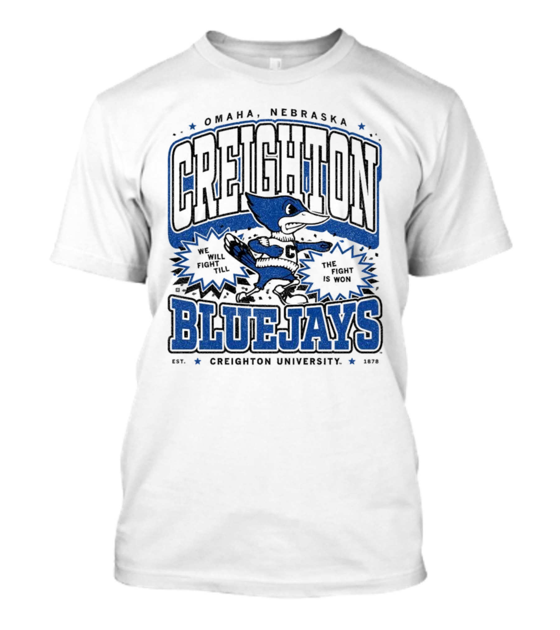 Creighton Bluejays Collegiate Mascot Running Blue Outline Retro Style T-Shirt