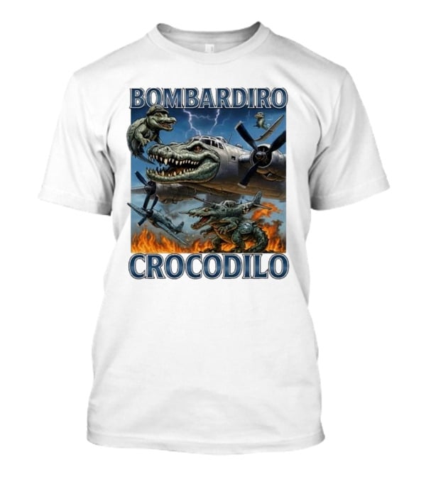 Bombardiro Crocodilo Italian Brainrot Meme Airplane Crocodile Battle T-Shirt