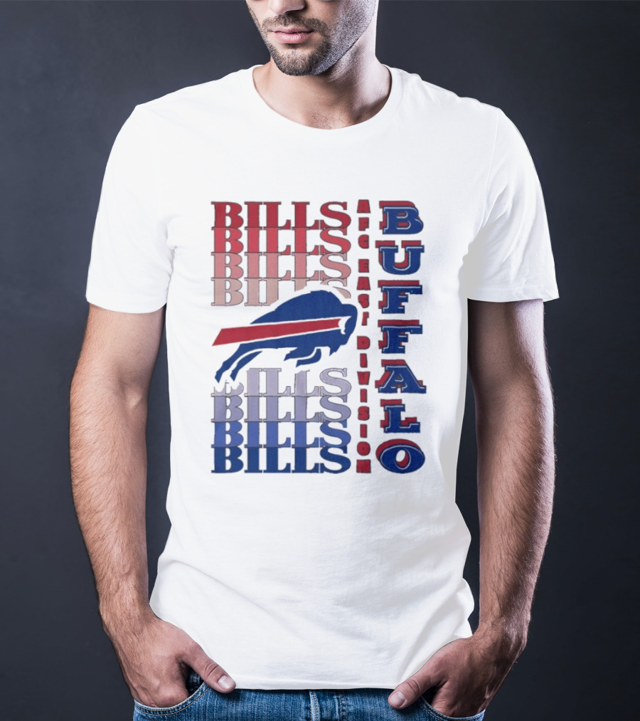 Buffalo Bills AFC East Division Bills Repeated Blue And Red Text T-Shirt