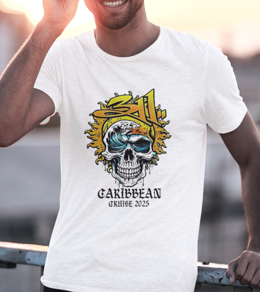 311 Caribbean Cruise 2025 Skull Wave T-Shirt