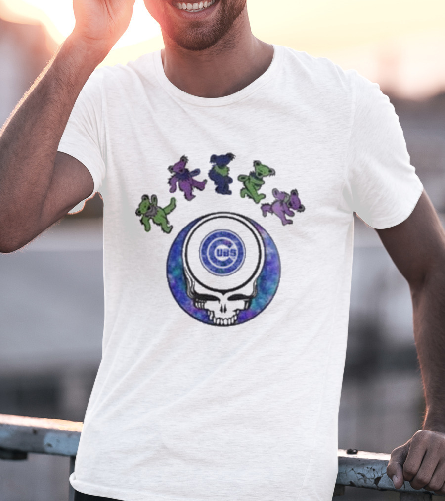 Chicago Cubs 2025 Grateful Dead Night Skull Bears Baseball T-Shirt