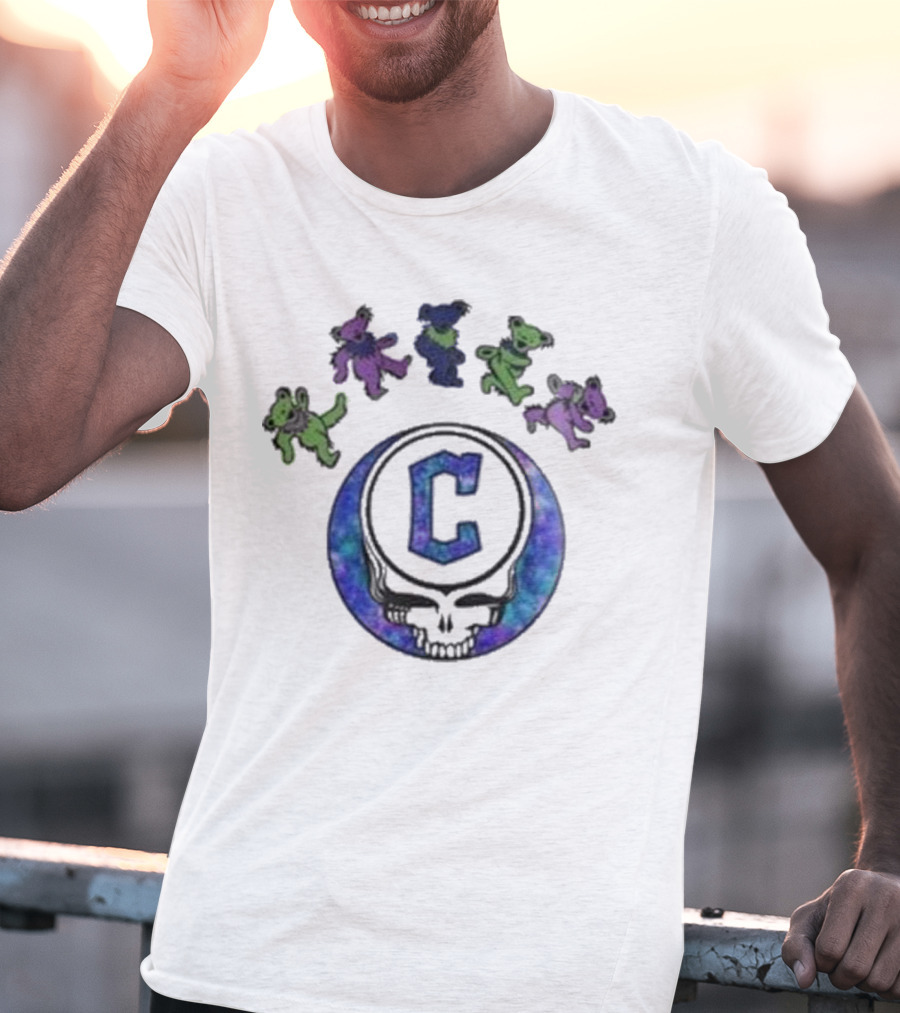 Cleveland Guardians 2025 Skull Grateful Dead Dancing Bears Night Baseball T-Shirt