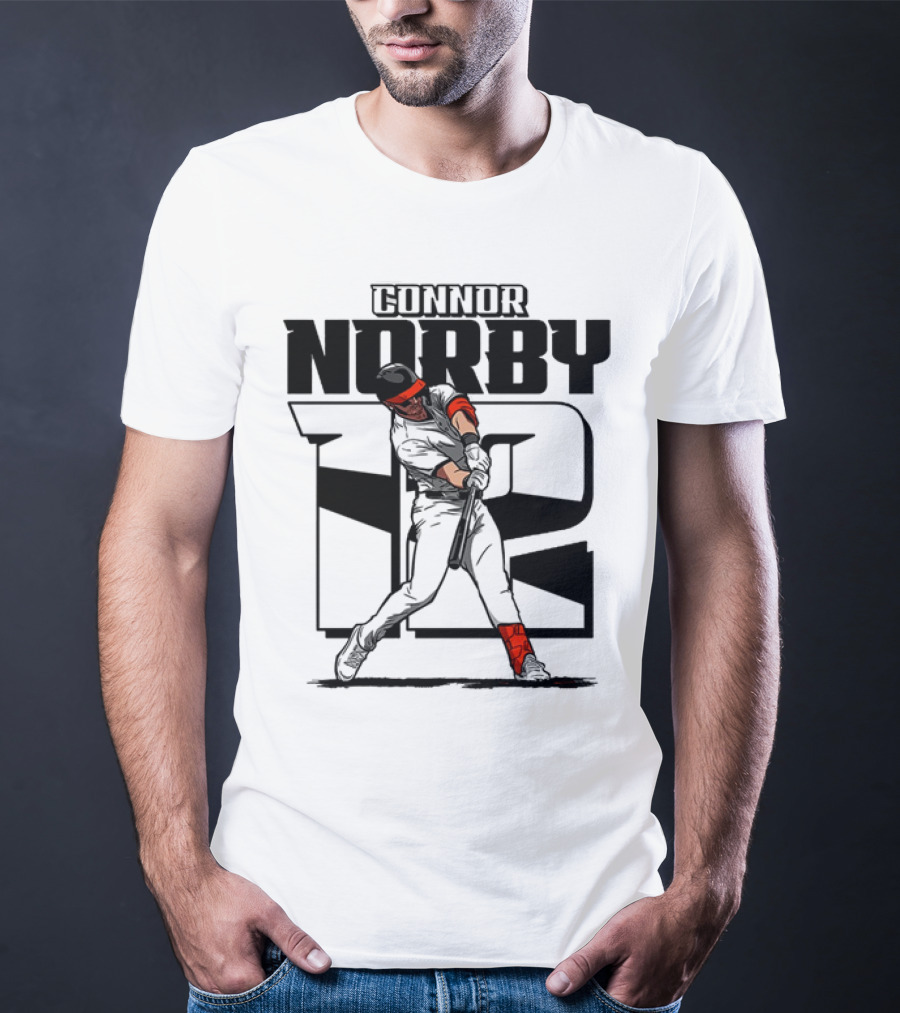 Solid Black Silhouette Baseball Connor Norby #12 Orioles Player T-Shirt