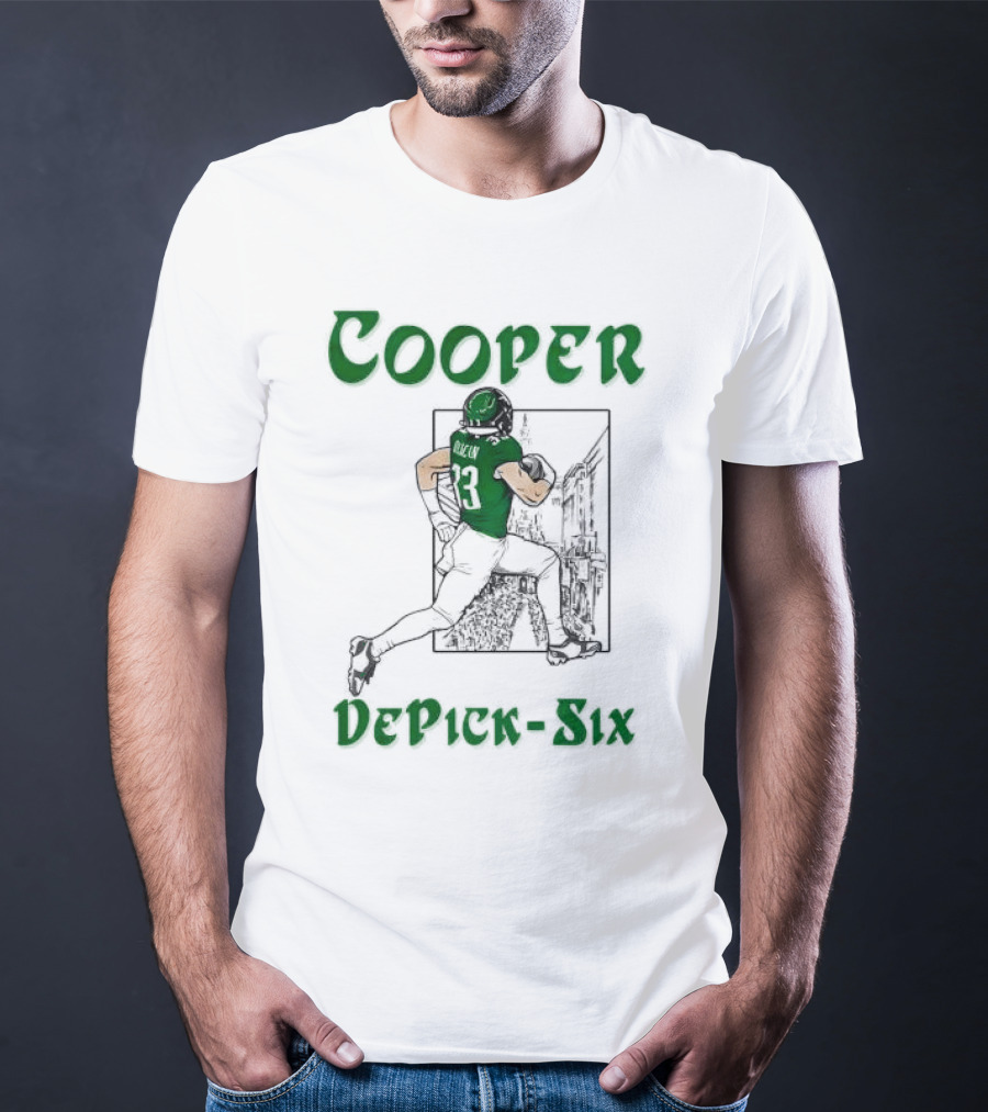 Cooper DePick-Six Cooper Philadelphia Eagles Football Player Illustration T-Shirt