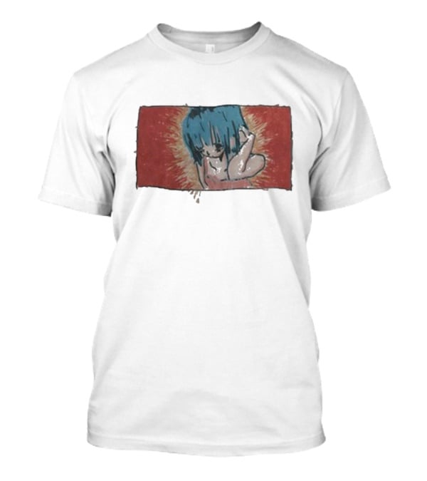 Kuru Blue-Haired Apparition Red Background Deadair T-Shirt