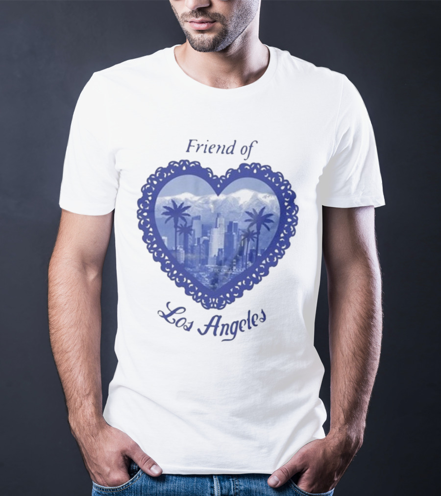 Friend Of Los Angeles Crooked Jon Lovett Heart Skyline Palms T-Shirt