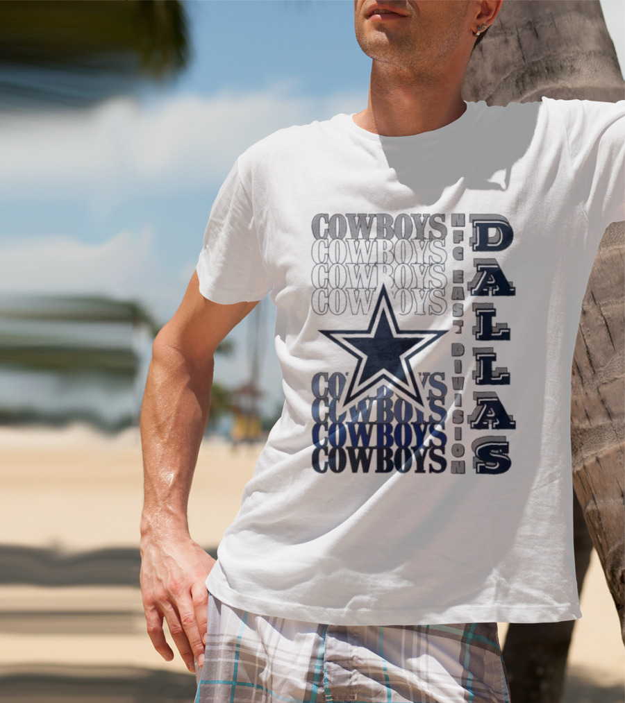 Dallas Cowboys NFC East Division Star Graphics Cowboys Text Pattern T-Shirt
