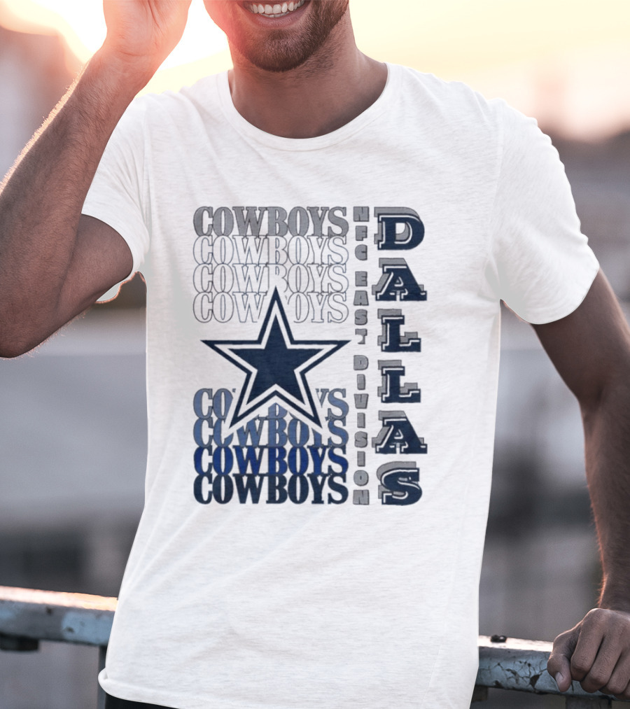 Dallas Cowboys NFC East Division Star Graphics Cowboys Text Pattern T-Shirt