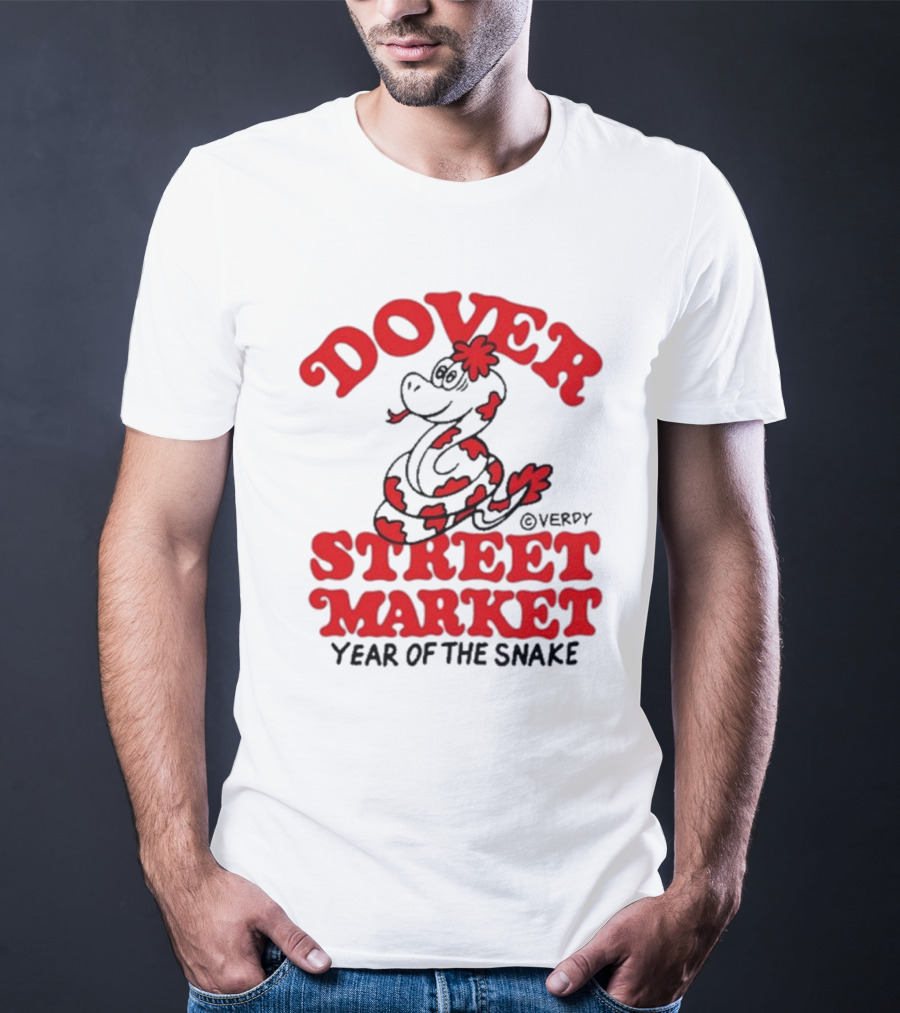 Dover Street Market X Year Of The Snake Red Text Desempacados Verdy Collaboration T-Shirt
