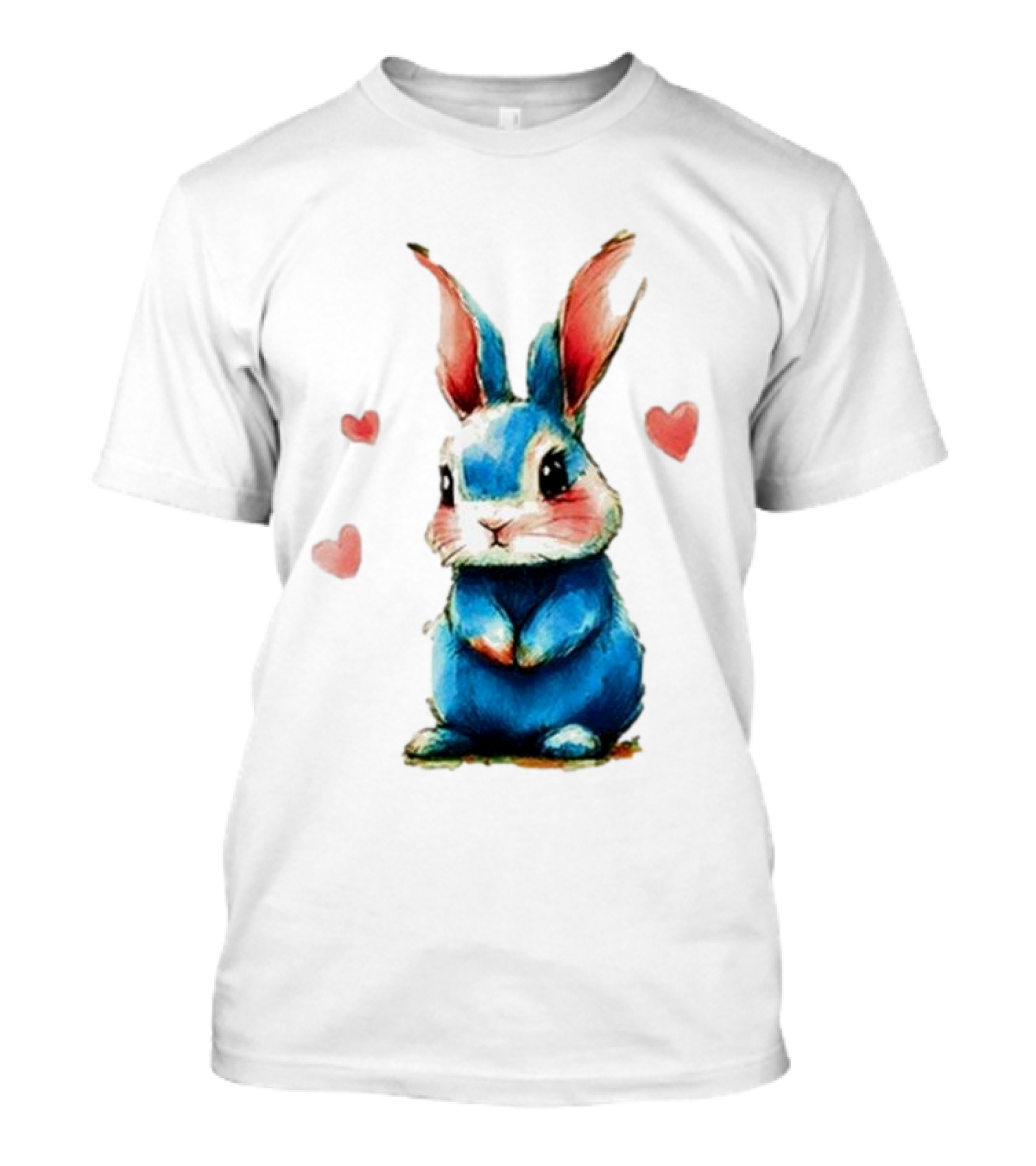 Everybody Knows That I’m Out Of Place Cute Blue Bunny With Hearts T-Shirt