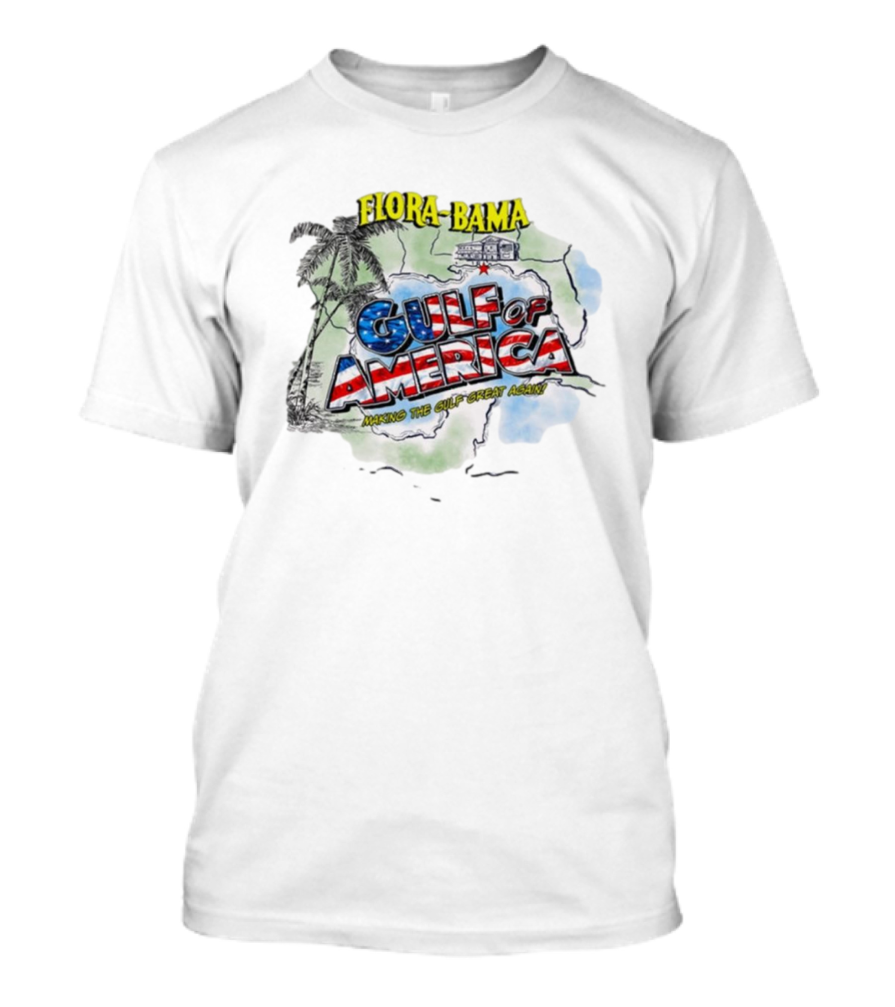 Flora-Bama Gulf Of America Making The Gulf Great Again 2025 Map Palms And House T-Shirt