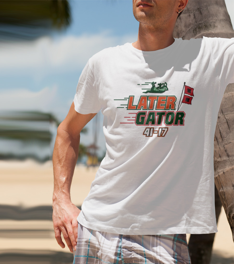 Florida Gators Later Gator 41-17 Speedy Alligator And Racing Flag T-Shirt