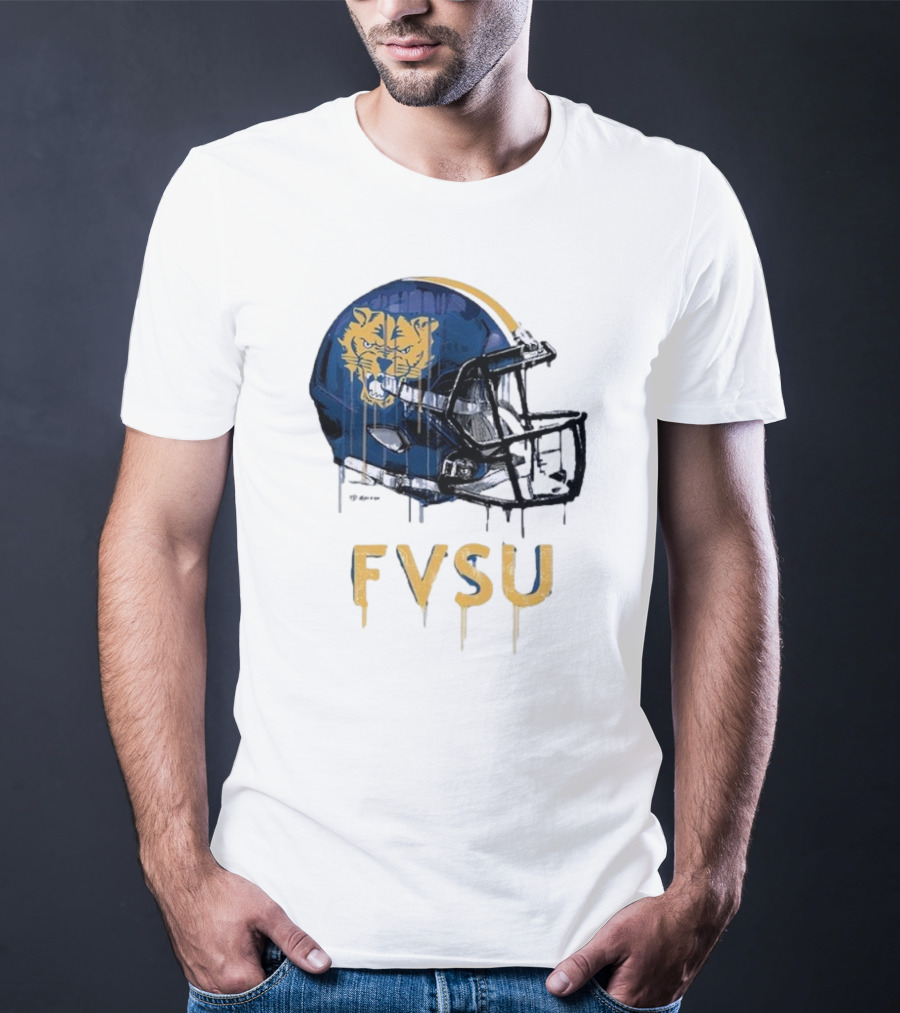 FVSU Wildcats Dripping Helmet Football T-Shirt