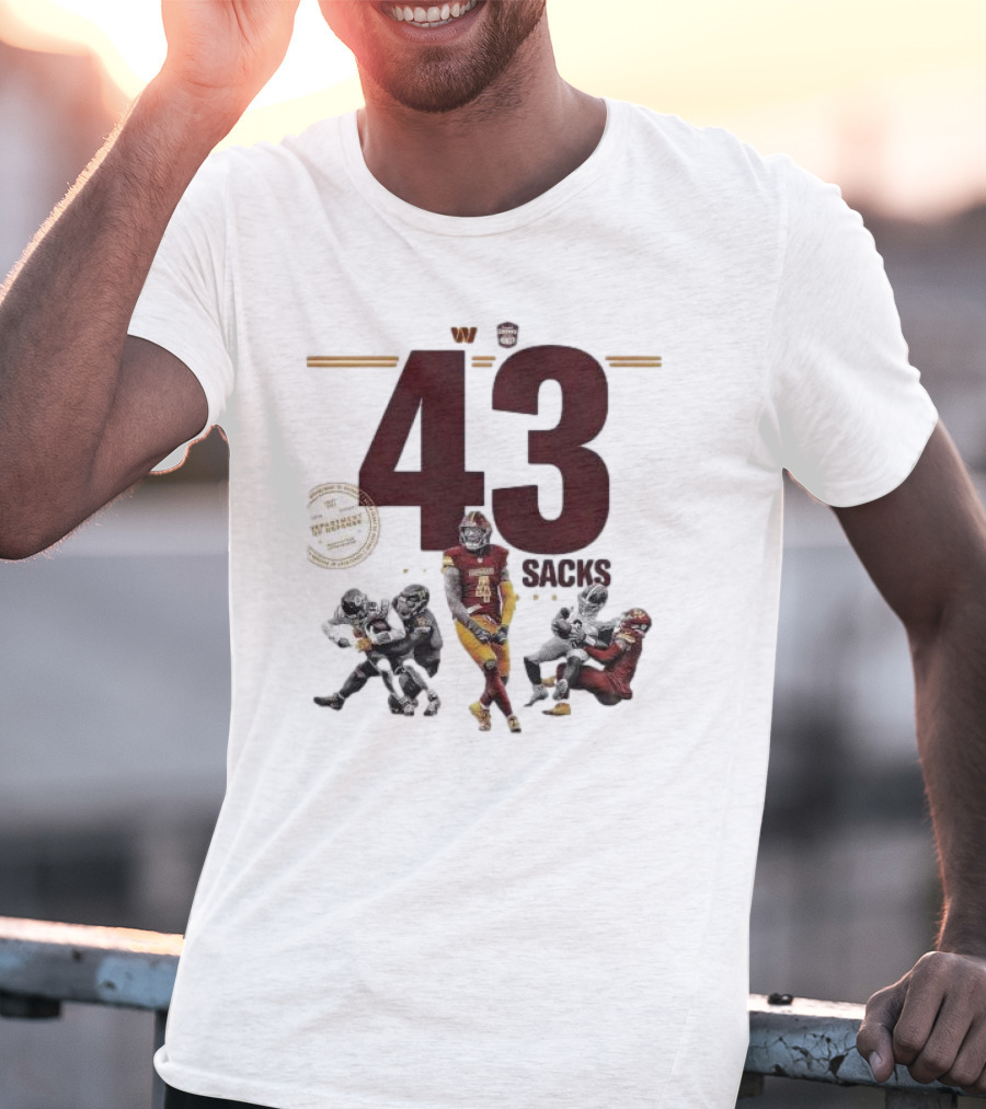 Frankie Luvu 43 Regular Season Sacks Football Action Washington Redskins T-Shirt