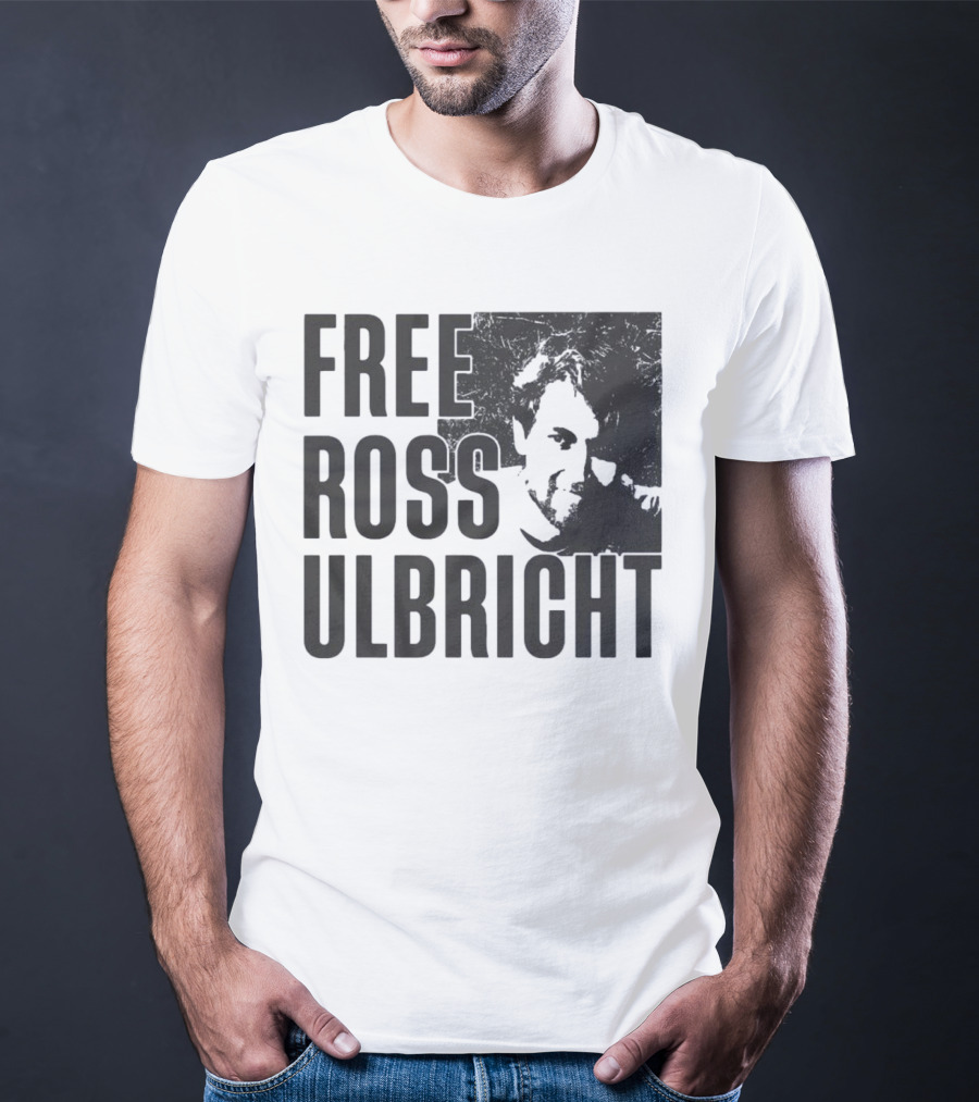 Free Ross Ulbricht Text With Distressed Face Graphic T-Shirt