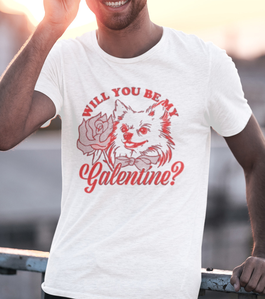 Will You Be My Galentine Hatchi Rose Dog Bow Tie T-Shirt