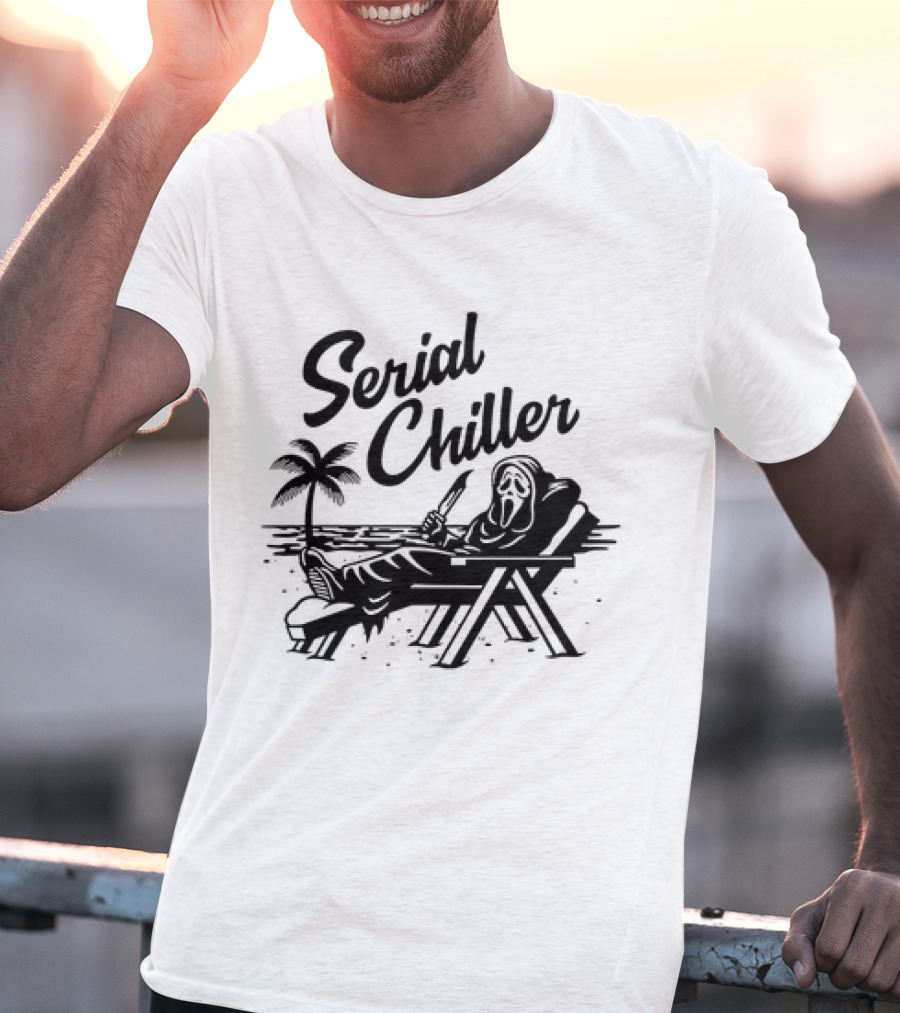 Ghost Face Serial Chiller Retro 80s Horror Theme T-Shirt