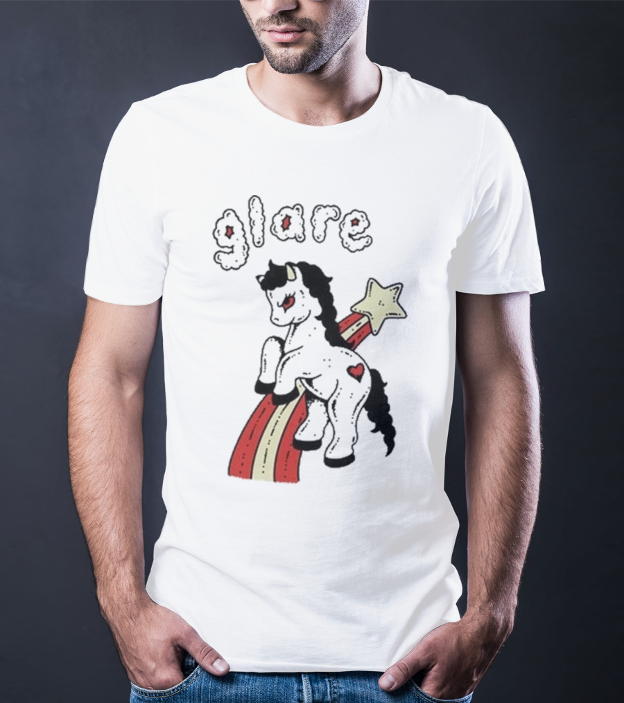 Glare Unicorn Heart Rainbow Star Ringer T-Shirt
