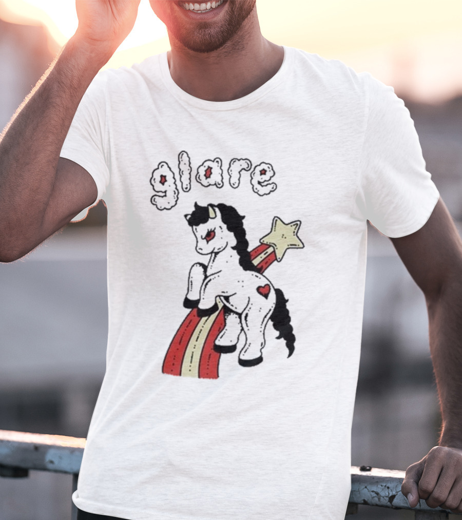 Glare Unicorn Heart Rainbow Star Ringer T-Shirt