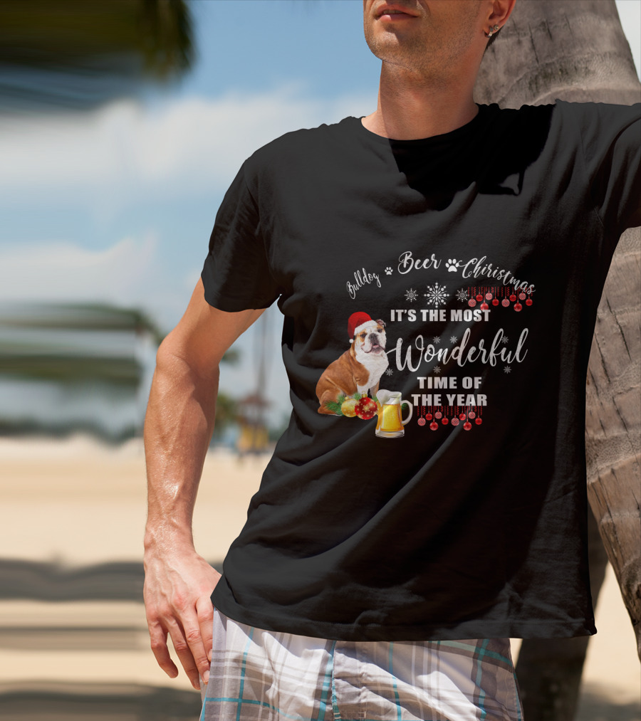 Bulldog Beer Christmas It's The Most Wonderful Time Of The Year T-Shirt