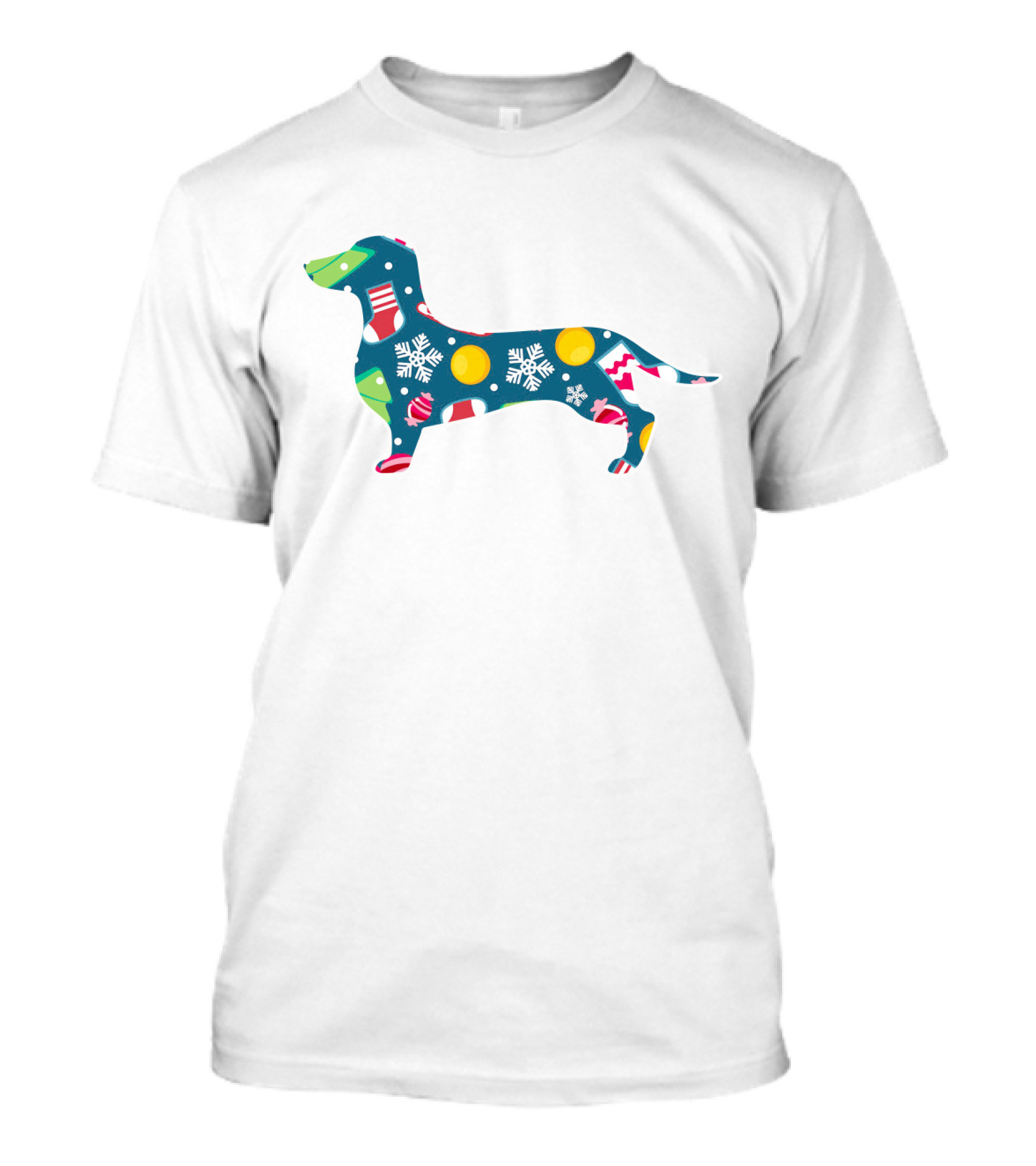 Dog Lover Christmas Snowflakes Ornaments Dachshund Holiday T-Shirt
