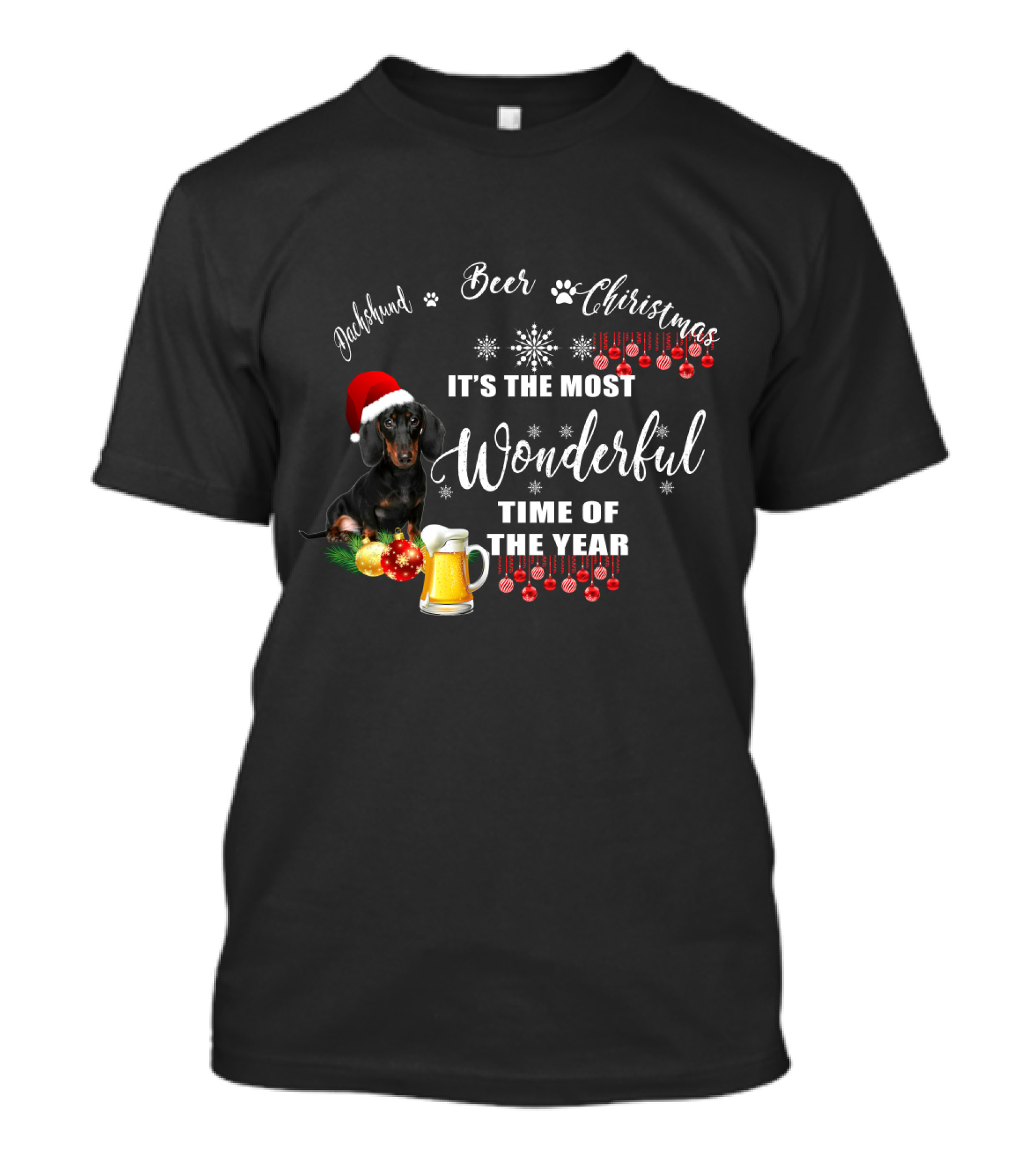 Dachshund Beer Christmas It's The Most Wonderful Time Of The Year T-Shirt