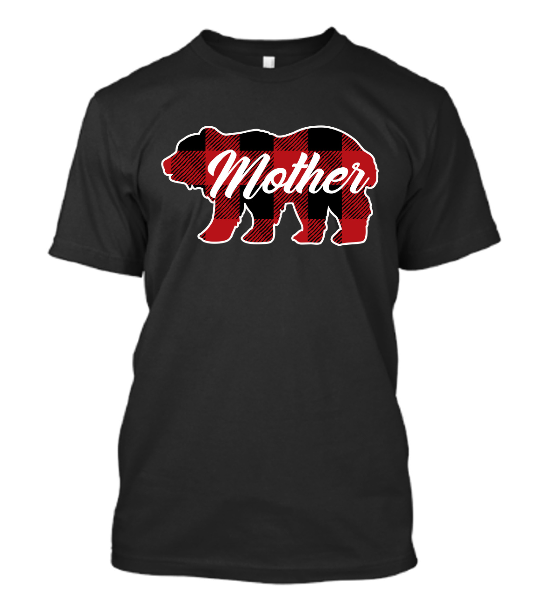 Family Christmas Matching Buffalo Plaid Bear Mother T-Shirt