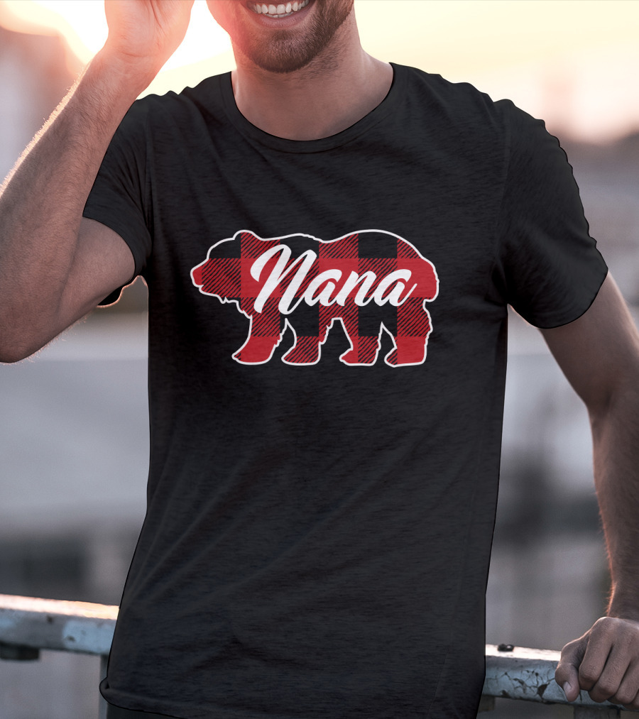 Family Christmas Buffalo Plaid Nana Bear Holiday Matching T-Shirt