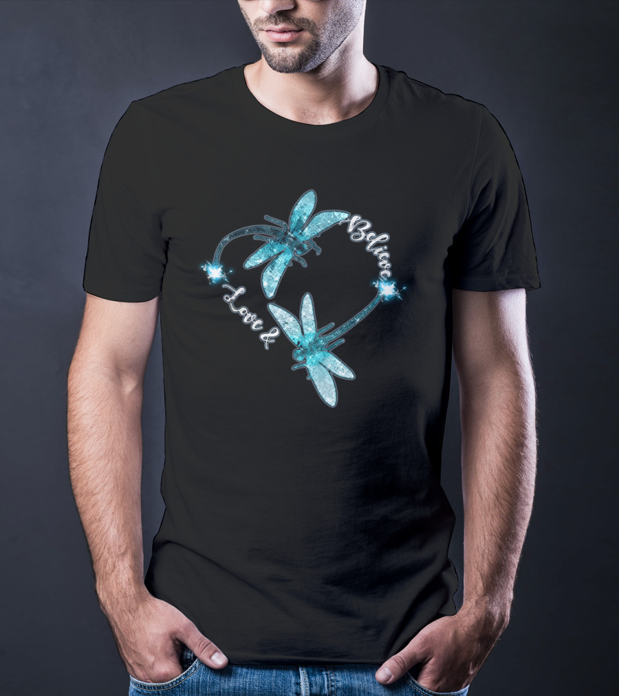 Love And Believe Dragonfly Heart T-Shirt