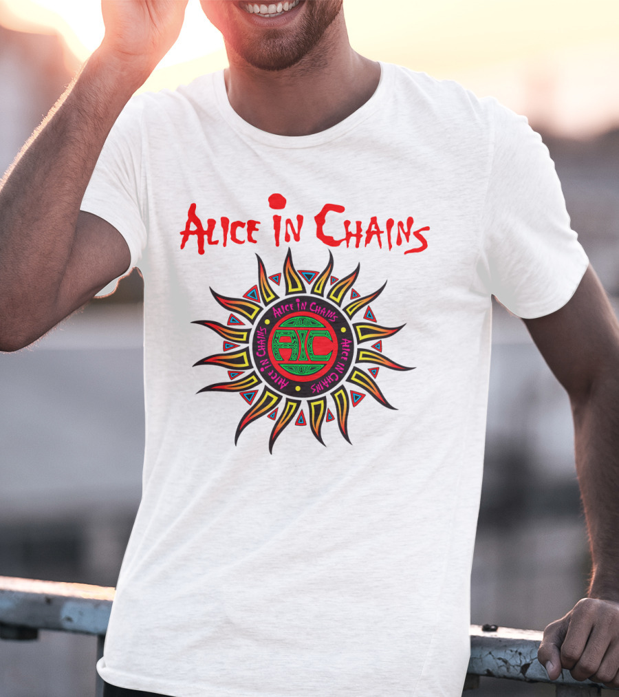 Alice In Chains Sun Graphic Logo With Circular Text T-Shirt