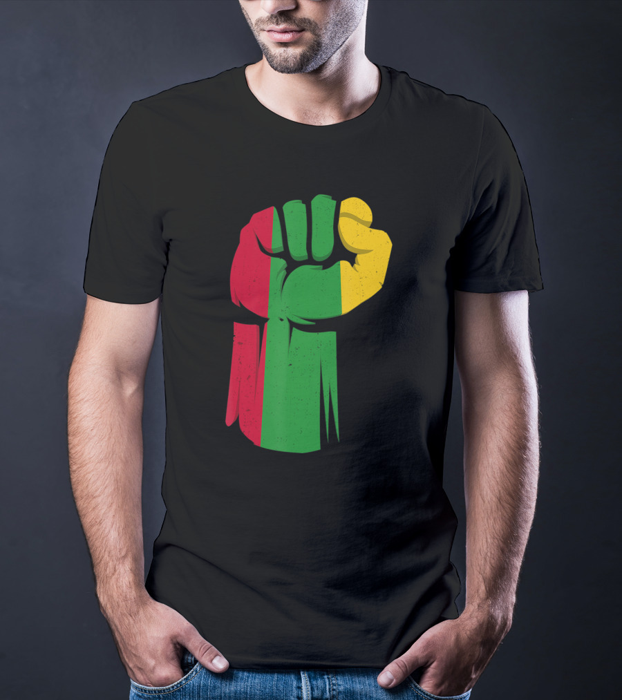 Black Fist African American Pride Black History Month Rasta Colors Fist T-Shirt
