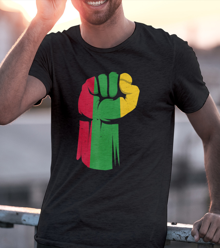 Black Fist African American Pride Black History Month Rasta Colors Fist T-Shirt