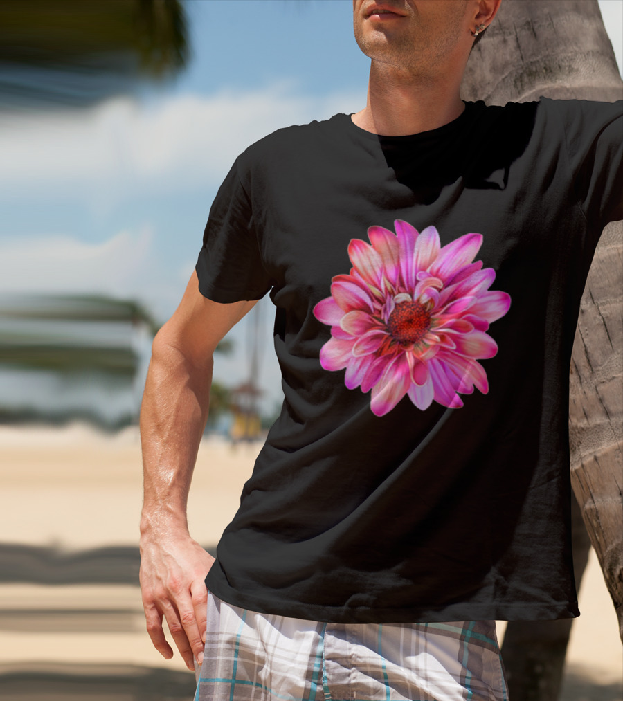 Fuchsia Sunflower Simple Floral Blossom With Vibrant Pink Petals T-Shirt