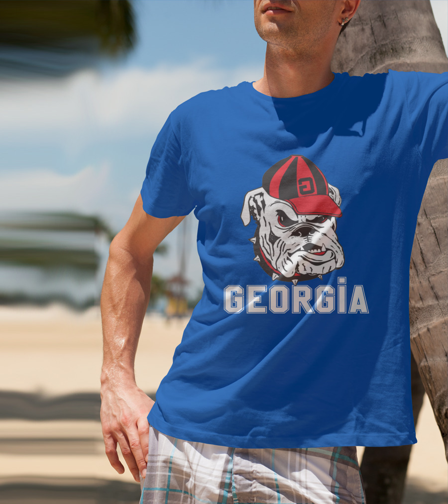 Georgia Bulldogs Vintage Red And Black Cap Bulldog T-Shirt